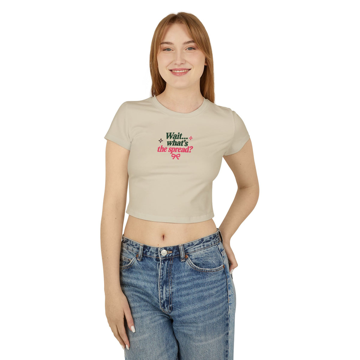 Women's Baby Tee — "Wait... what's the spread?" Fi's Playbook Football Tee