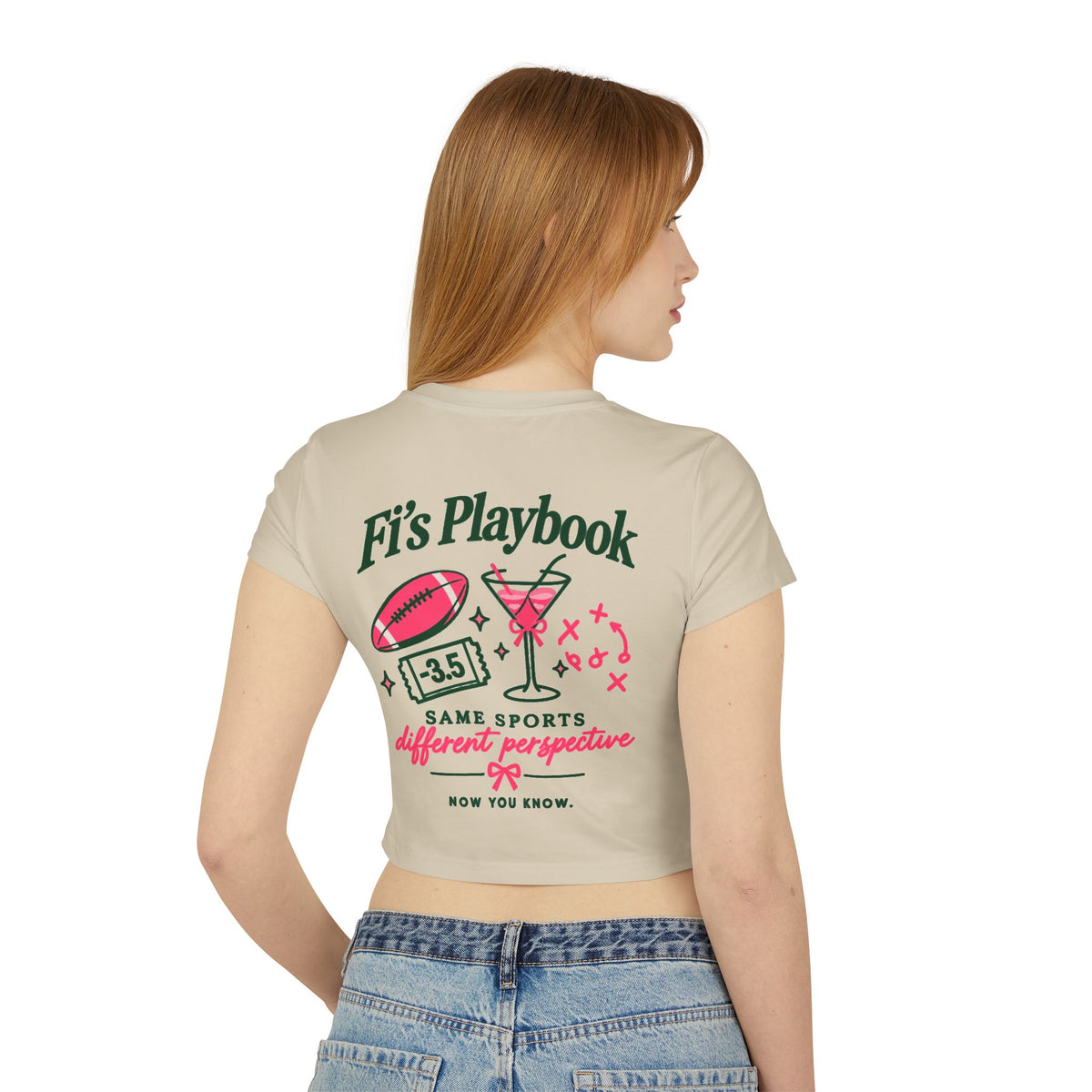Women's Baby Tee — "Wait... what's the spread?" Fi's Playbook Football Tee